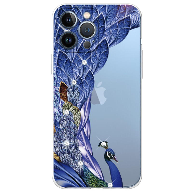 Чехол со стразами Apple iPhone 13 Pro Peafowl