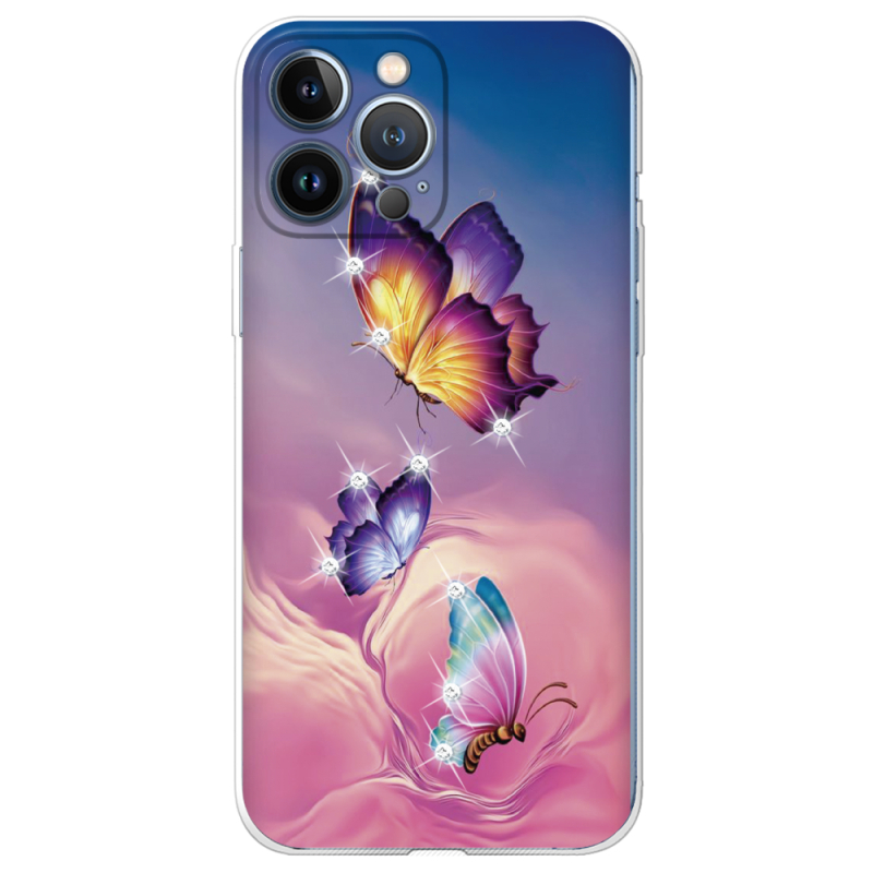 Чехол со стразами Apple iPhone 13 Pro Butterflies