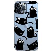 Прозрачный чехол BoxFace Apple iPhone 13 Pro с 3D-глазками Black Kitty