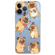 Прозрачный чехол BoxFace Apple iPhone 13 Pro с 3D-глазками Pug