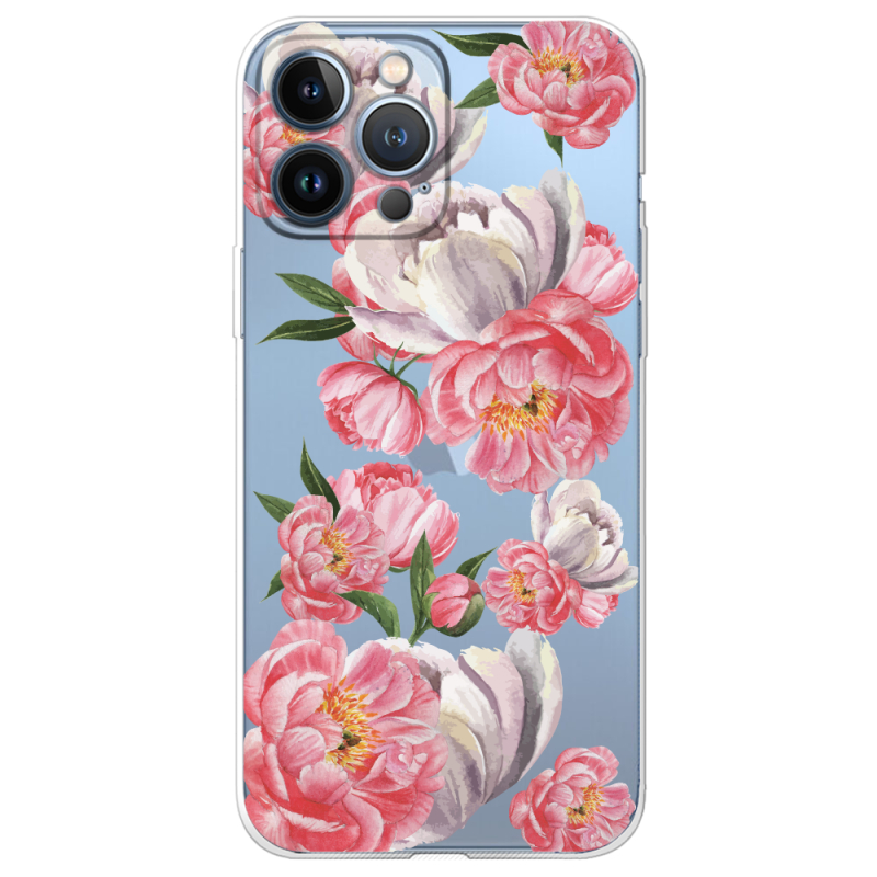 Прозрачный чехол BoxFace Apple iPhone 13 Pro Peony Watercolor Style