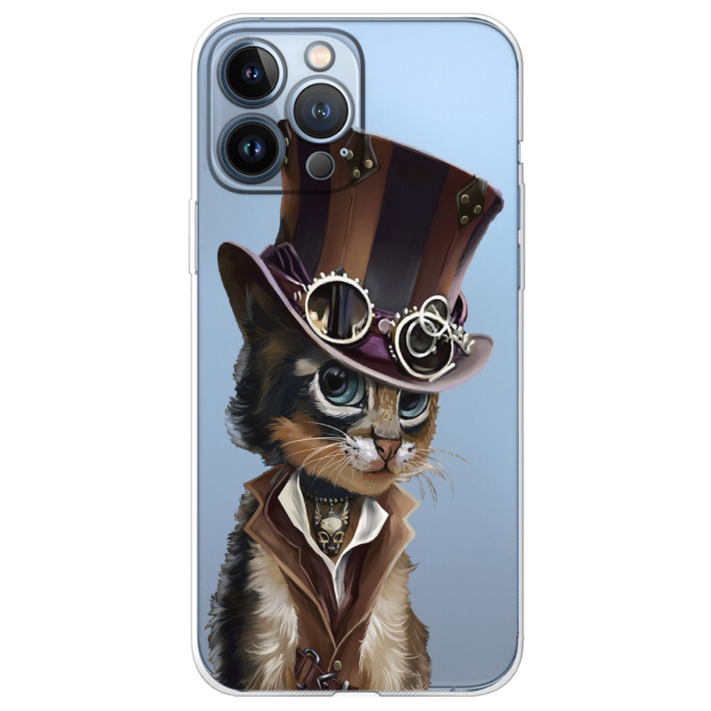 Прозрачный чехол BoxFace Apple iPhone 13 Pro Steampunk Cat