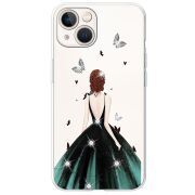 Чехол со стразами Apple iPhone 13 Girl in the green dress