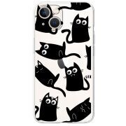 Прозрачный чехол BoxFace Apple iPhone 13 с 3D-глазками Black Kitty