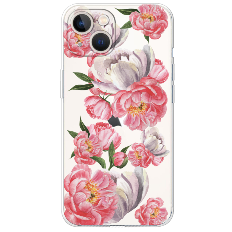 Прозрачный чехол BoxFace Apple iPhone 13 Peony Watercolor Style