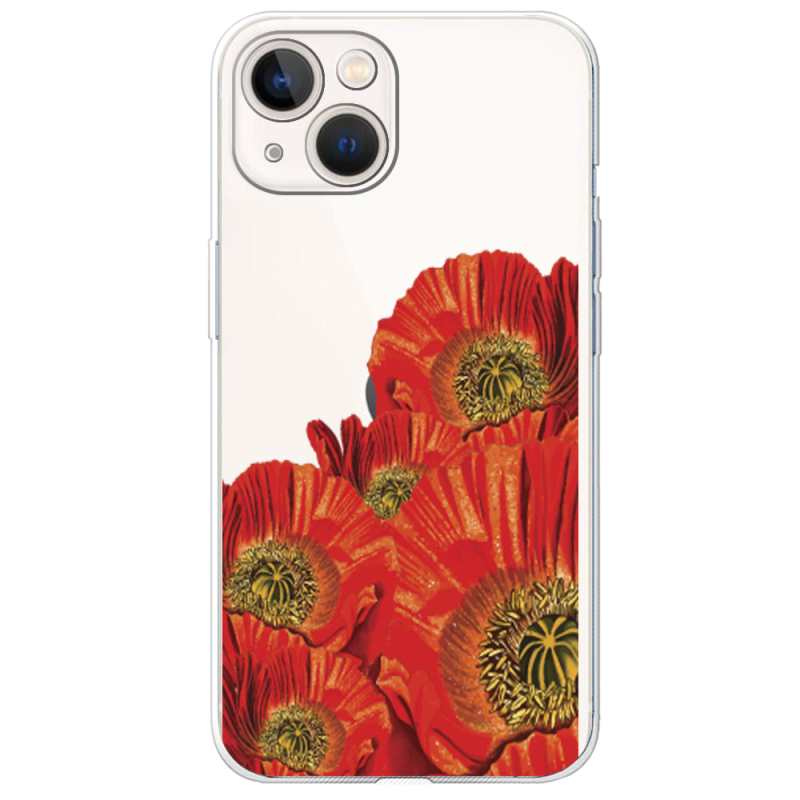 Прозрачный чехол BoxFace Apple iPhone 13 Red Poppies