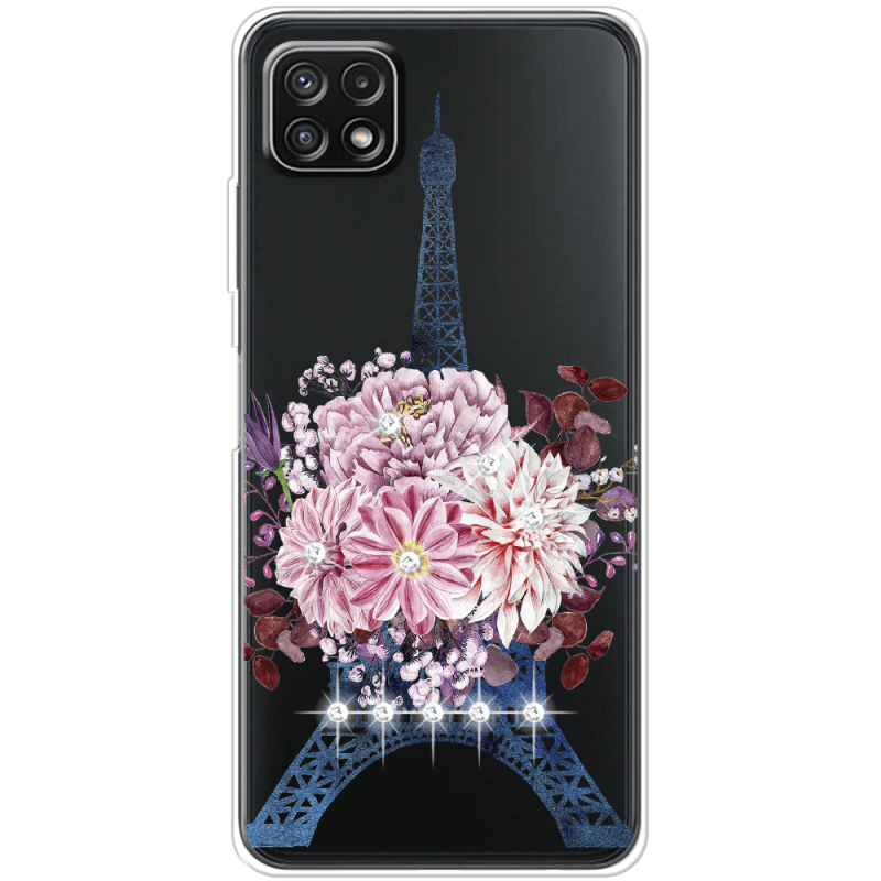 Чехол со стразами Samsung Galaxy A22 5G (A226) Eiffel Tower