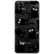 Прозрачный чехол BoxFace Samsung Galaxy A22 5G (A226) с 3D-глазками Black Kitty