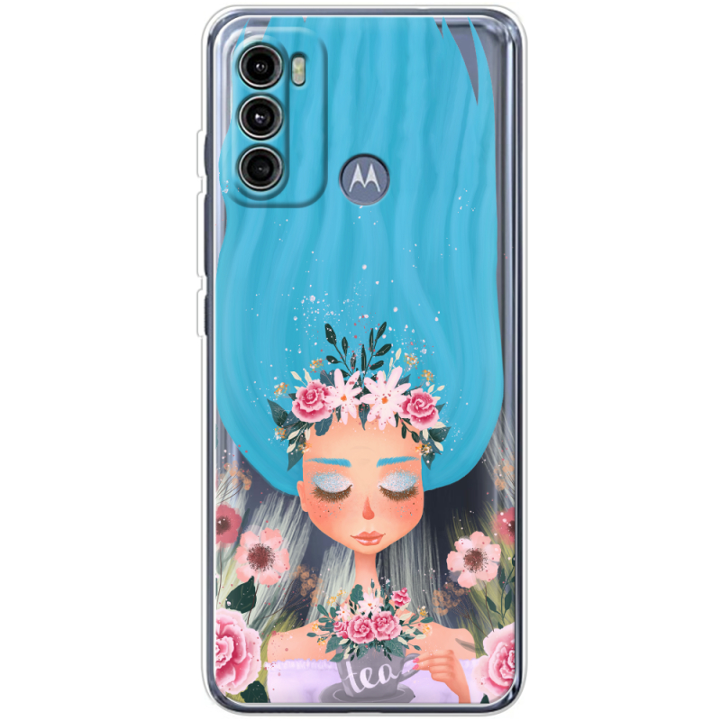 Прозрачный чехол BoxFace Motorola G60 Blue Hair