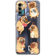 Прозрачный чехол BoxFace Motorola G60 с 3D-глазками Pug