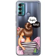 Прозрачный чехол BoxFace Motorola G60 Super Mama and Daughter