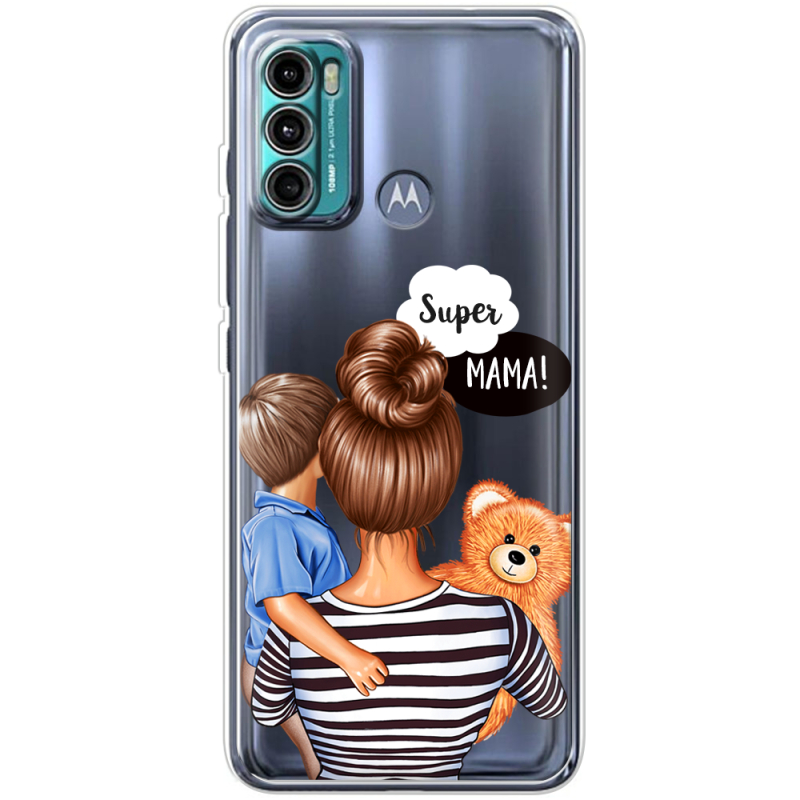 Прозрачный чехол BoxFace Motorola G60 Super Mama and Son