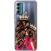 Прозрачный чехол BoxFace Motorola G60 Queen and Princess