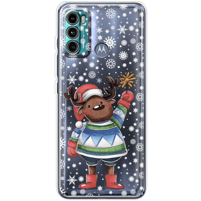 Прозрачный чехол BoxFace Motorola G60 Christmas Deer with Snow