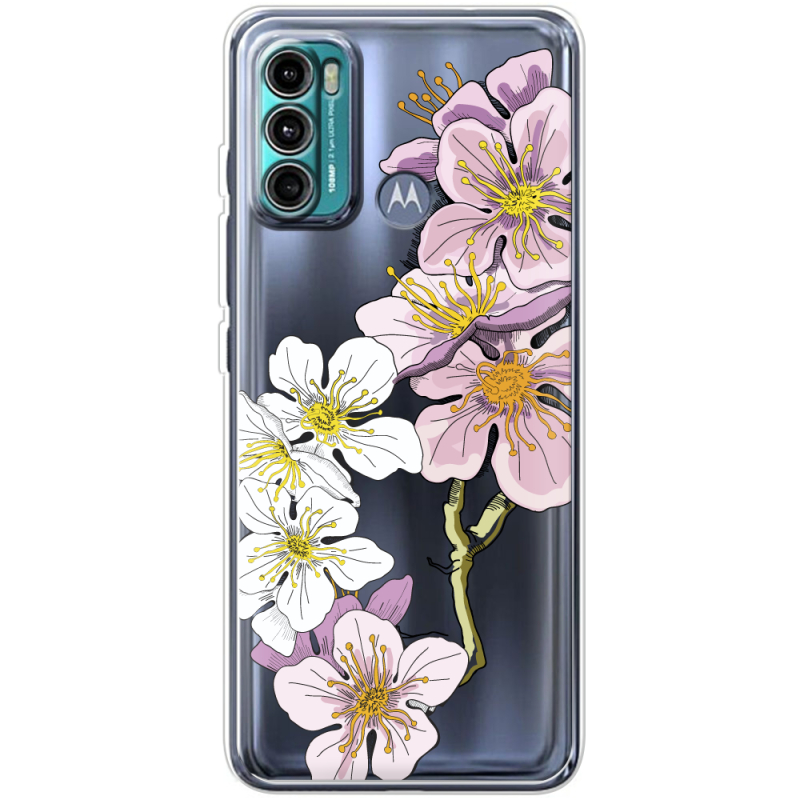 Прозрачный чехол BoxFace Motorola G60 Cherry Blossom