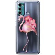 Прозрачный чехол BoxFace Motorola G60 Floral Flamingo