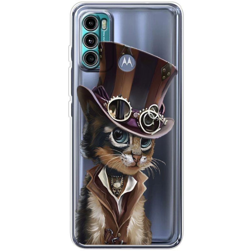 Прозрачный чехол BoxFace Motorola G60 Steampunk Cat