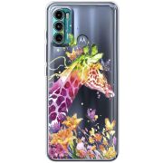 Прозрачный чехол BoxFace Motorola G60 Colorful Giraffe