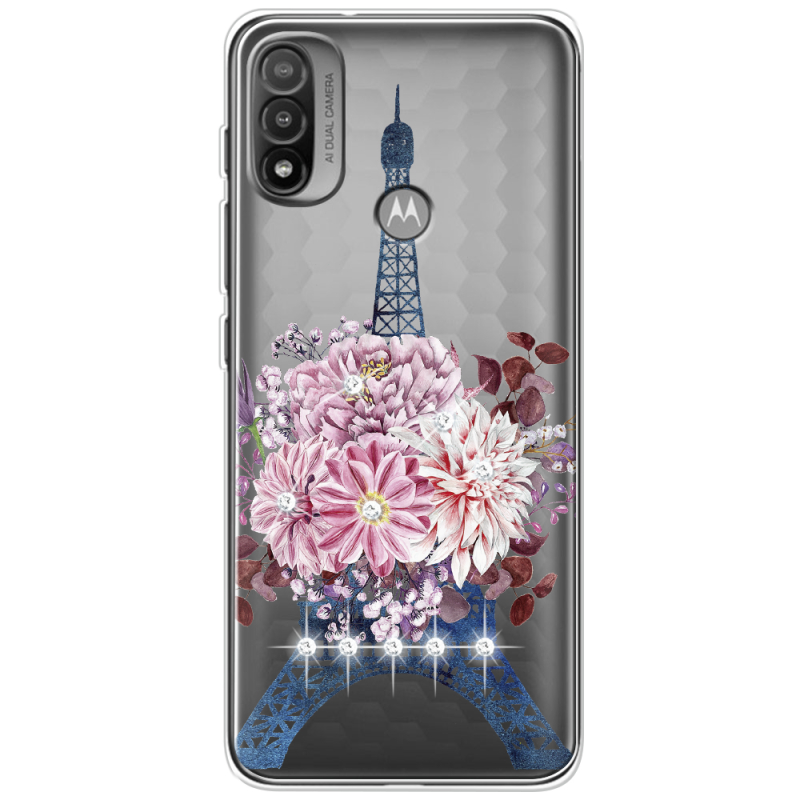 Чехол со стразами Motorola E20 Eiffel Tower