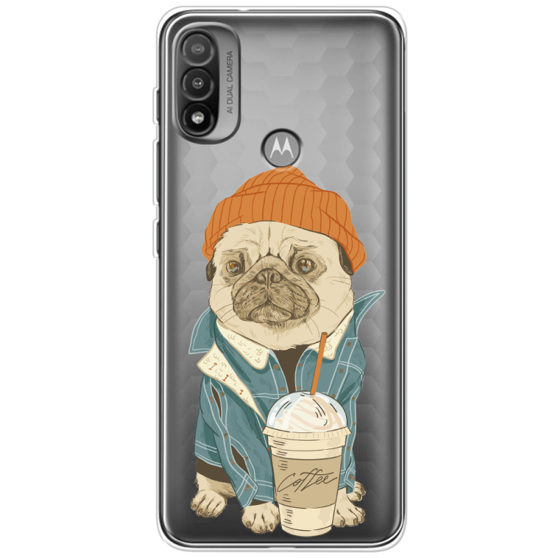 Прозрачный чехол BoxFace Motorola E20 Dog Coffeeman