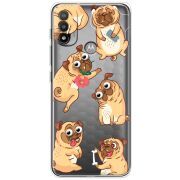 Прозрачный чехол BoxFace Motorola E20 с 3D-глазками Pug