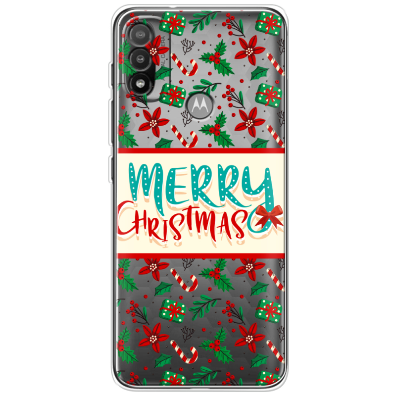 Прозрачный чехол BoxFace Motorola E20 Vintage Christmas Pattern