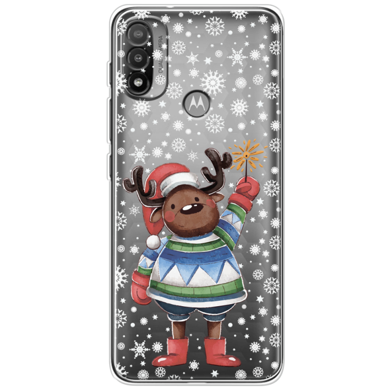 Прозрачный чехол BoxFace Motorola E20 Christmas Deer with Snow