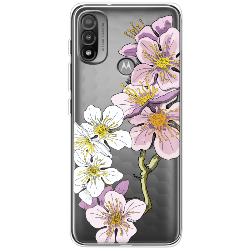 Прозрачный чехол BoxFace Motorola E20 Cherry Blossom