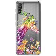 Прозрачный чехол BoxFace Motorola E20 Colorful Giraffe