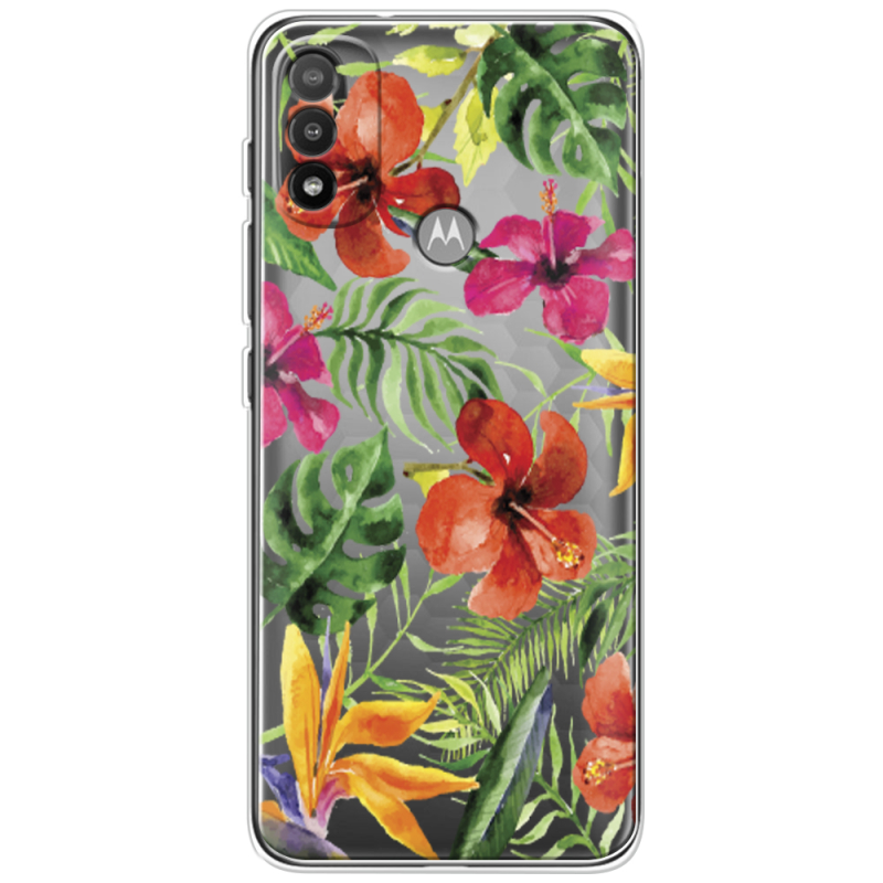 Прозрачный чехол BoxFace Motorola E20 Tropical Flowers