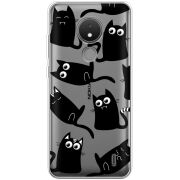 Прозрачный чехол BoxFace Nokia C21 с 3D-глазками Black Kitty