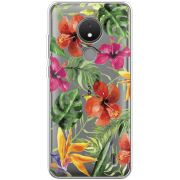 Прозрачный чехол BoxFace Nokia C21 Tropical Flowers