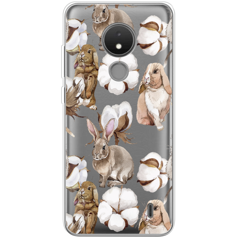 Прозрачный чехол BoxFace Nokia C21 Cotton and Rabbits