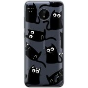 Прозрачный чехол BoxFace Nokia C20 с 3D-глазками Black Kitty