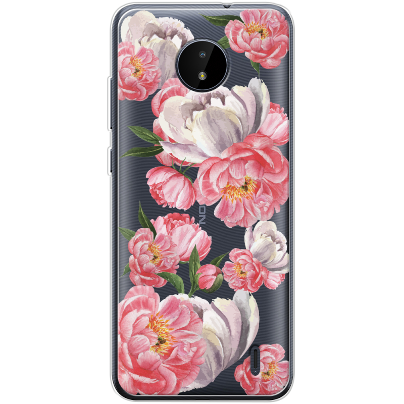 Прозрачный чехол BoxFace Nokia C20 Peony Watercolor Style