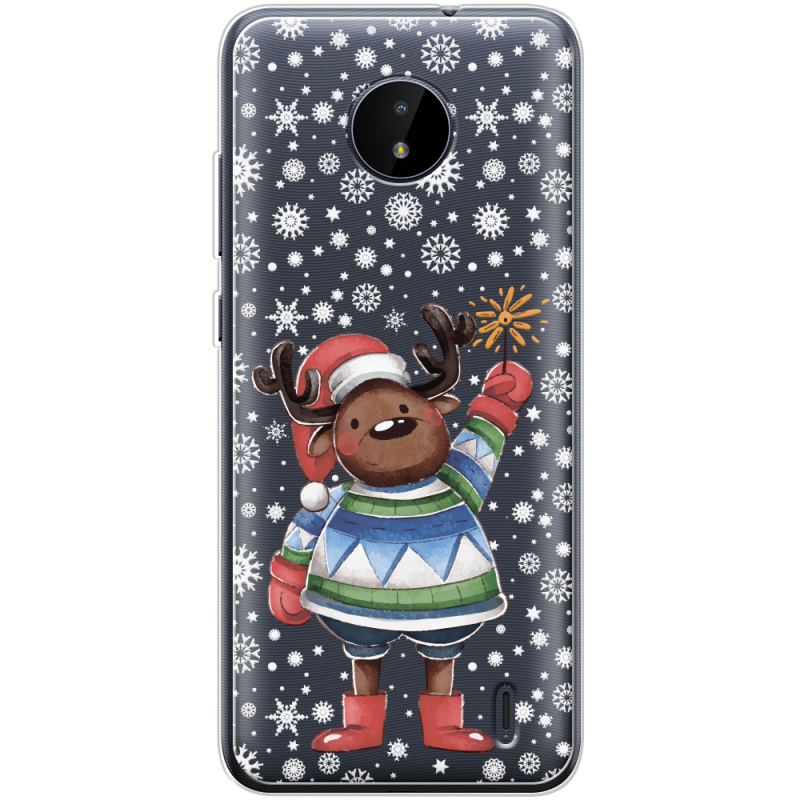 Прозрачный чехол BoxFace Nokia C20 Christmas Deer with Snow