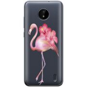 Прозрачный чехол BoxFace Nokia C20 Floral Flamingo