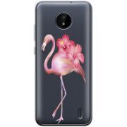 Прозрачный чехол BoxFace Nokia C20 Floral Flamingo