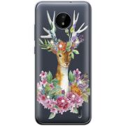 Чехол со стразами Nokia C20 Deer with flowers
