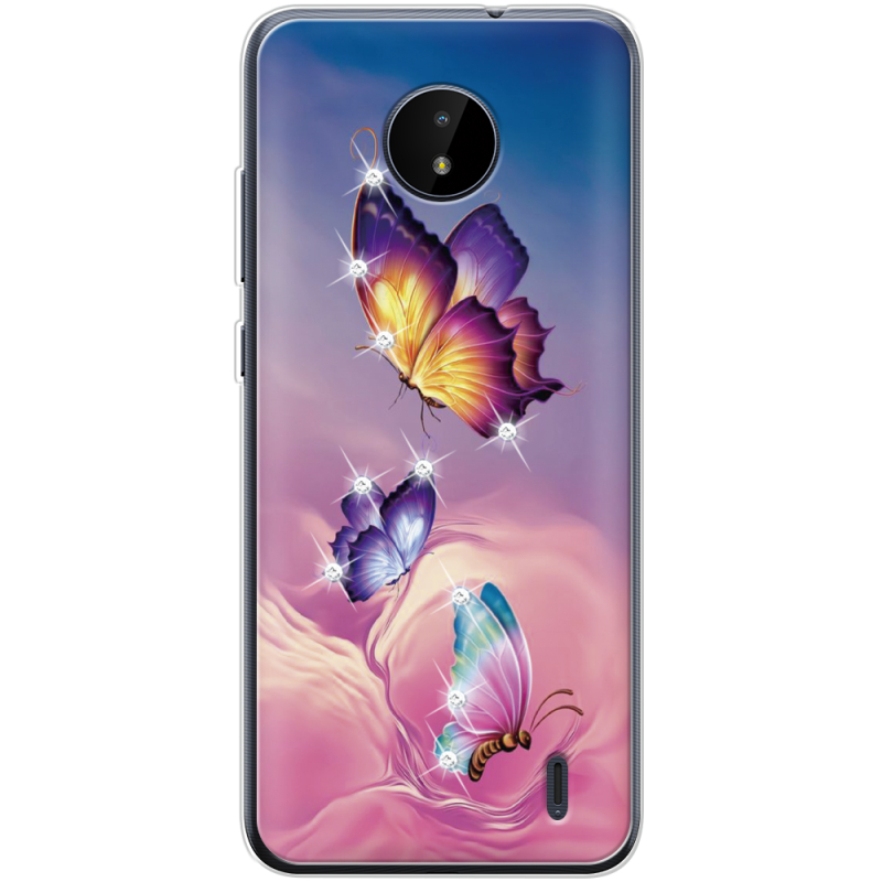 Чехол со стразами Nokia C20 Butterflies