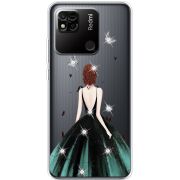 Чехол со стразами Xiaomi Redmi 10A Girl in the green dress