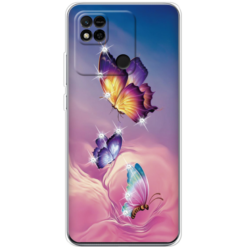 Чехол со стразами Xiaomi Redmi 10A Butterflies