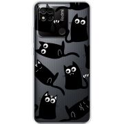 Прозрачный чехол BoxFace Xiaomi Redmi 10A с 3D-глазками Black Kitty