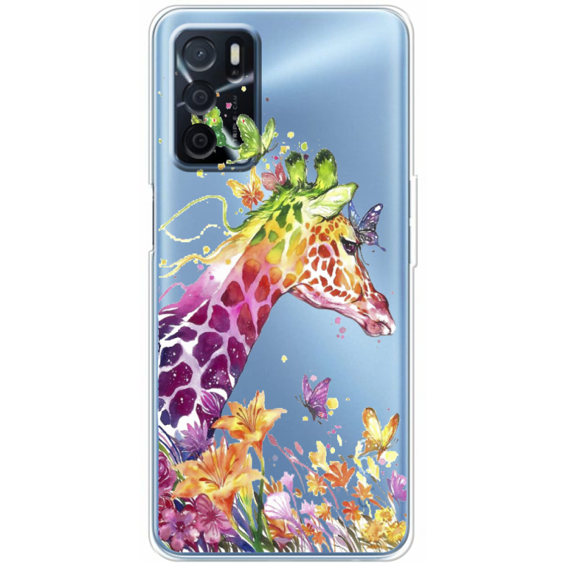 Прозрачный чехол BoxFace OPPO A16 Colorful Giraffe