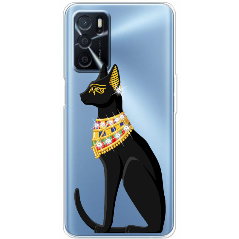 Чехол со стразами OPPO A16 Egipet Cat