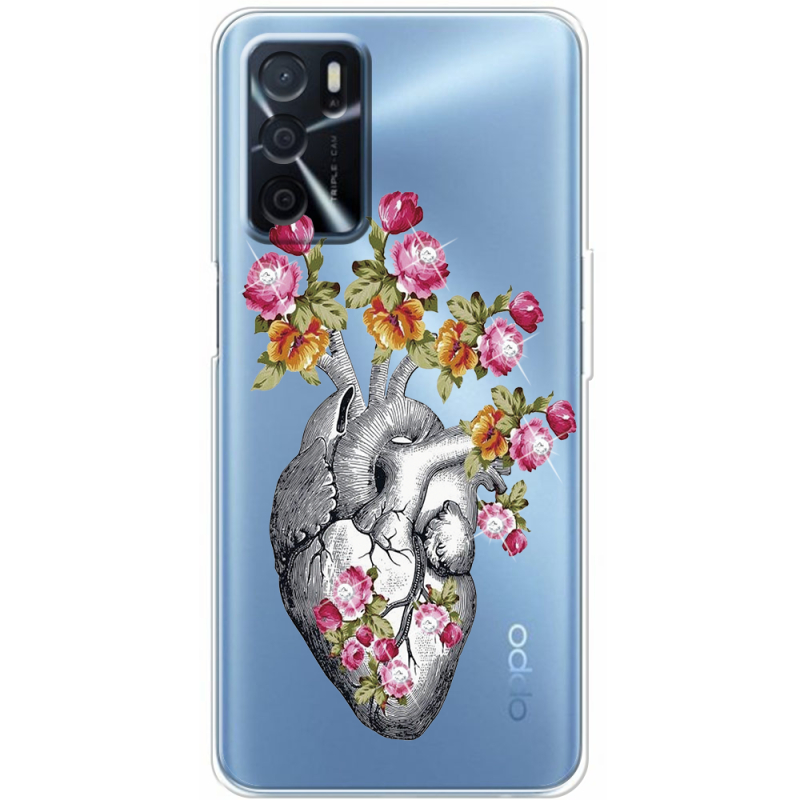 Чехол со стразами OPPO A16 Heart