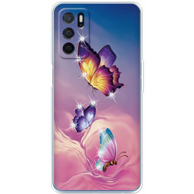 Чехол со стразами OPPO A16 Butterflies