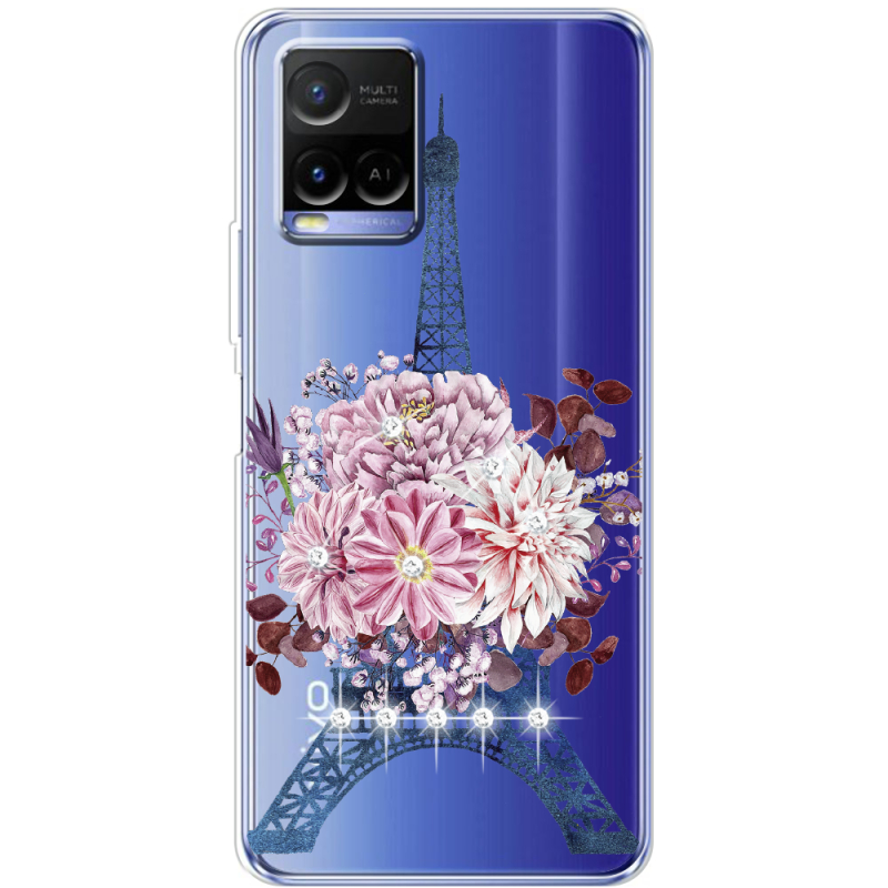 Чехол со стразами Vivo Y21 Eiffel Tower