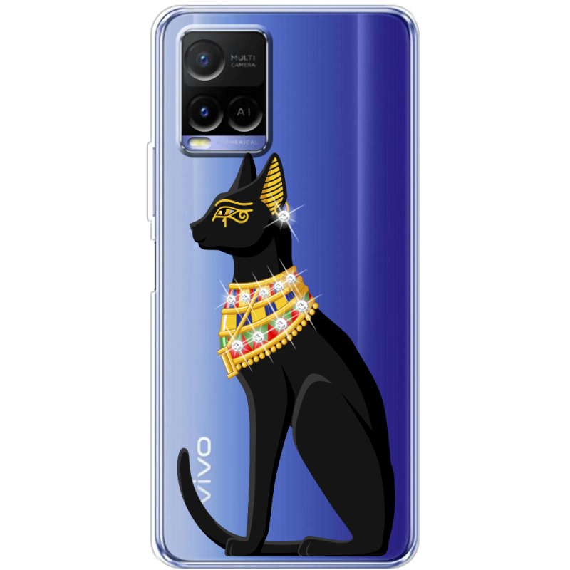 Чехол со стразами Vivo Y21 Egipet Cat