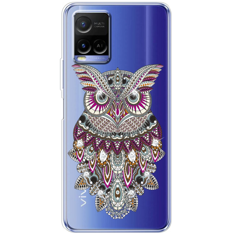 Чехол со стразами Vivo Y21 Owl